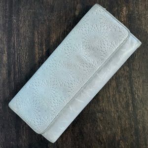 EUC. HOBO grey embossed wallet w/red floral lining